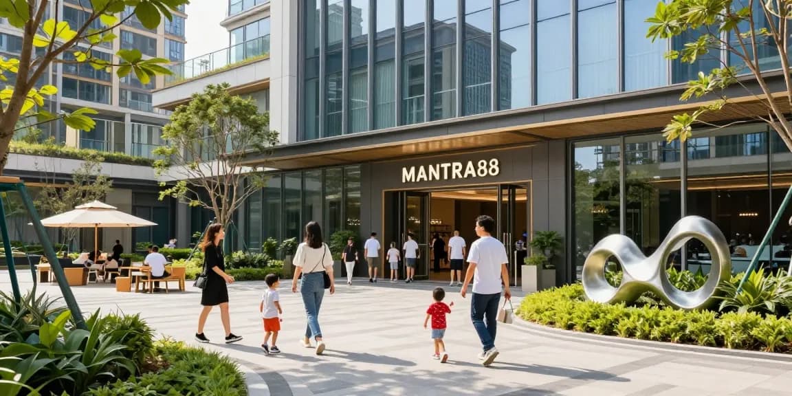 MANTRA88 commercial property with vibrant outdoor spaces and families enjoying amenities.