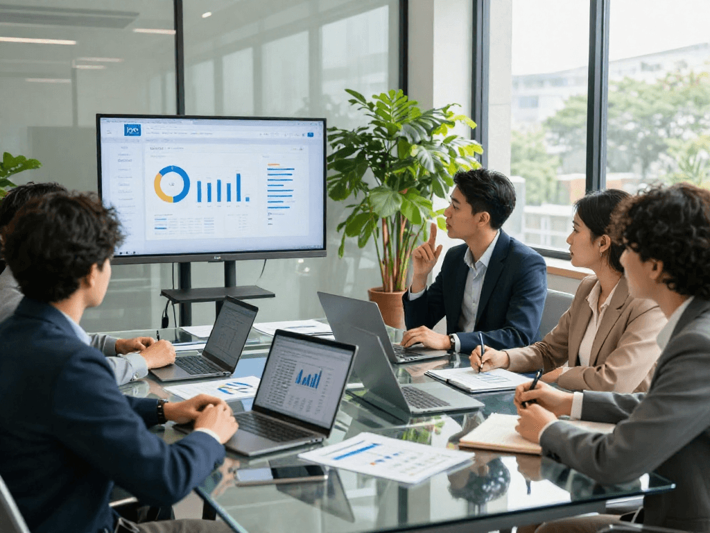 Team discussing financial strategies at the XPAY33 official site conference table