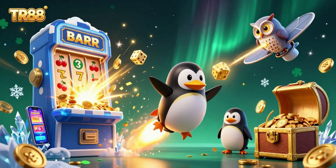 Experience thrilling gaming at TR88 with a golden penguin and jackpot explosions in an amazing casino universe.