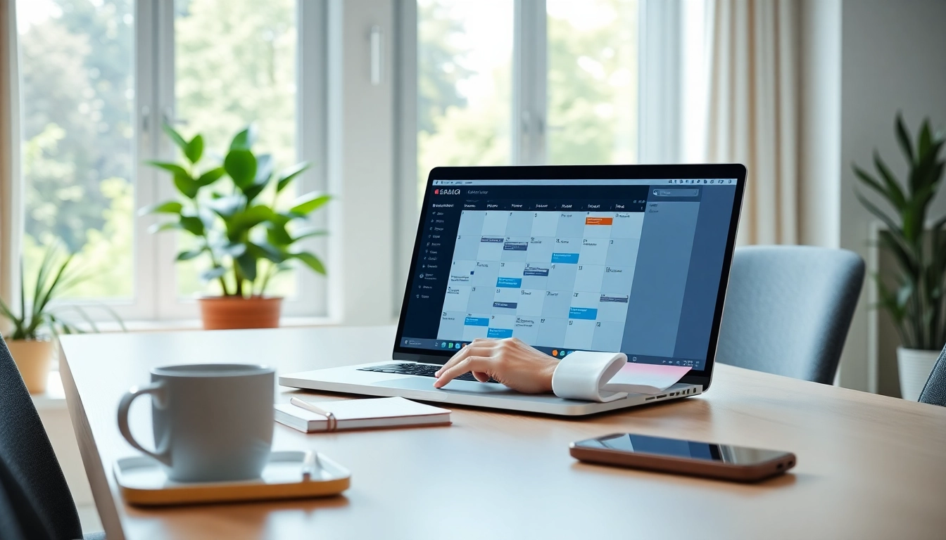 AI that replies to scheduling emails assisting in a bright office environment.
