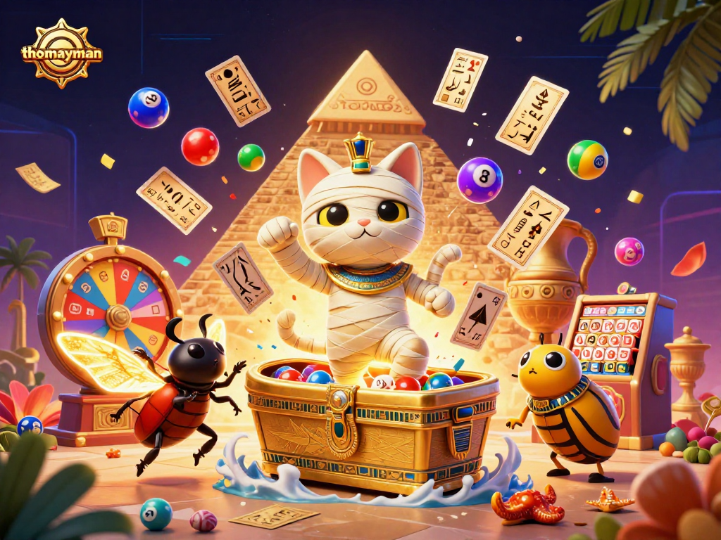Engage in thrilling jackpot gameplay with thomayman featuring 3D cartoon characters and colorful casino elements.