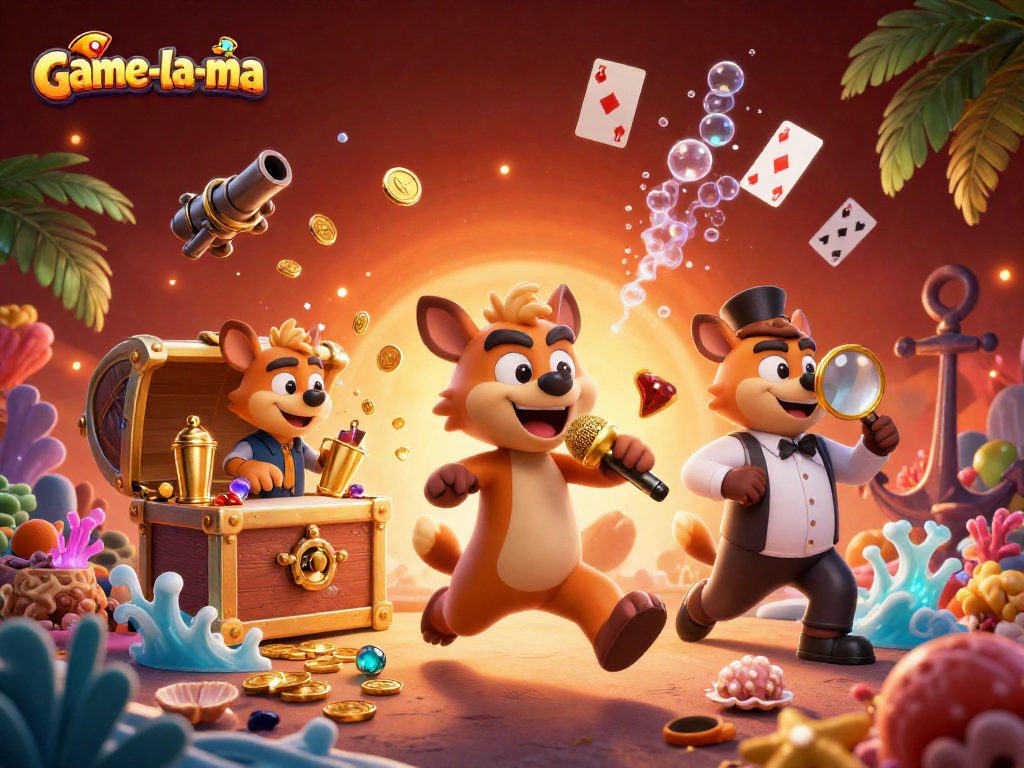 Join the laughter at game-la-ma's comedy casino club with hyenas and vibrant treasures.