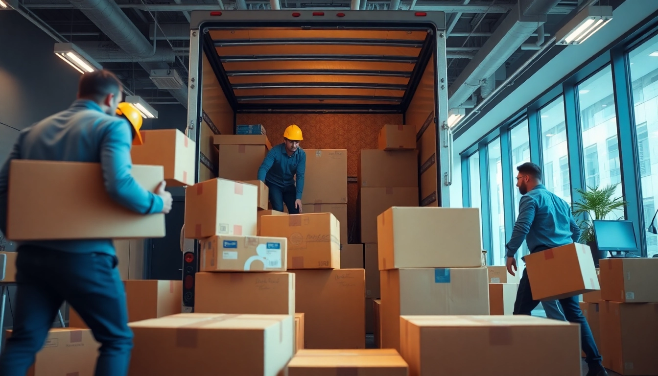 Commercial Moving Services NYC professionals handling office relocation tasks with efficiency and teamwork.