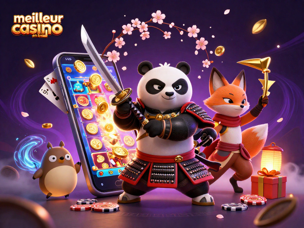 Découvrez le meilleur casino en ligne avec cette illustration dynamique de jeux de casino animés.