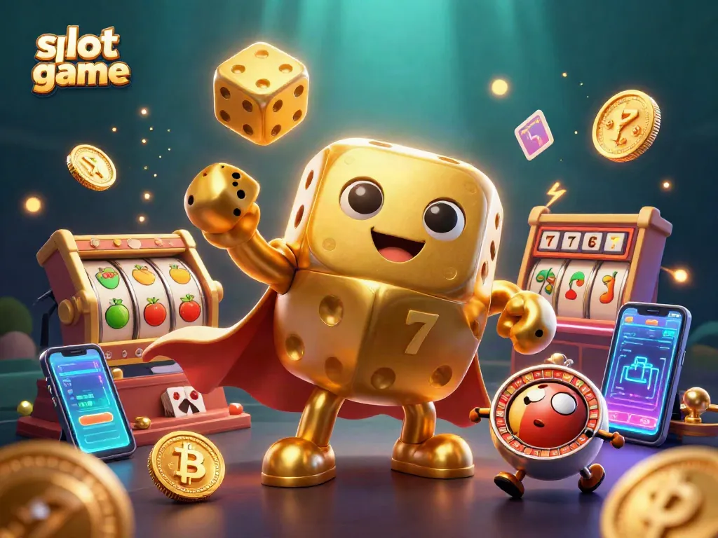 Join the excitement of a slot game with vibrant golden characters and rich casino elements.