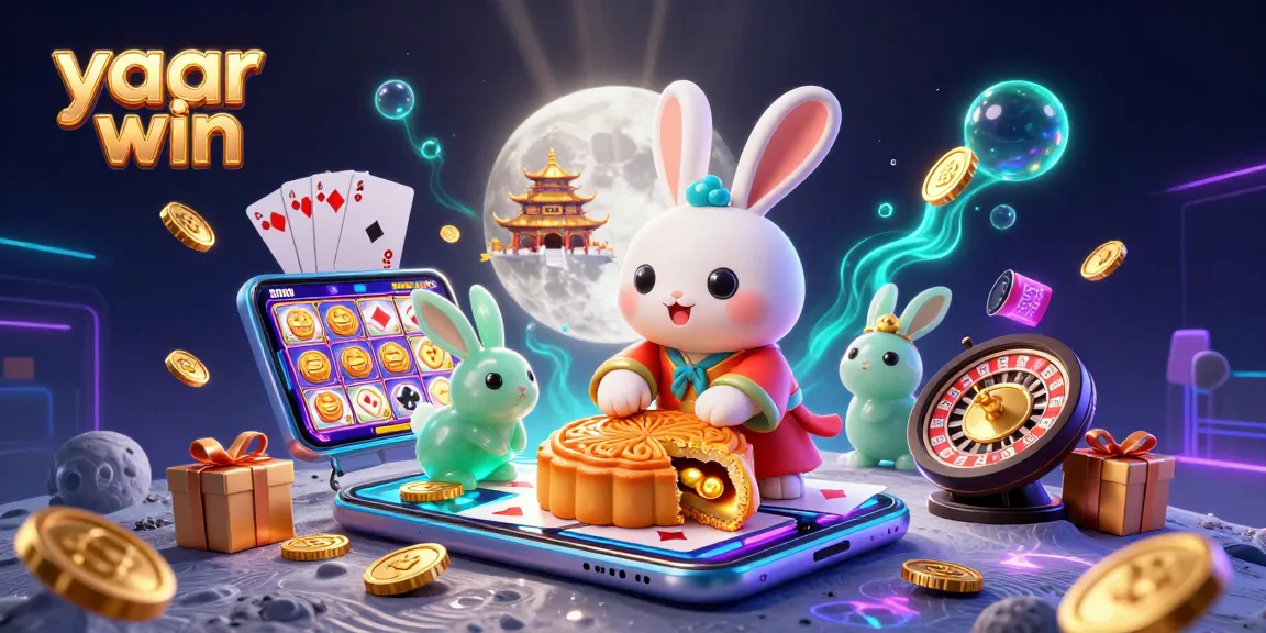 Experience the thrill of yaar win with the moon rabbit and jade companion amid casino excitement.