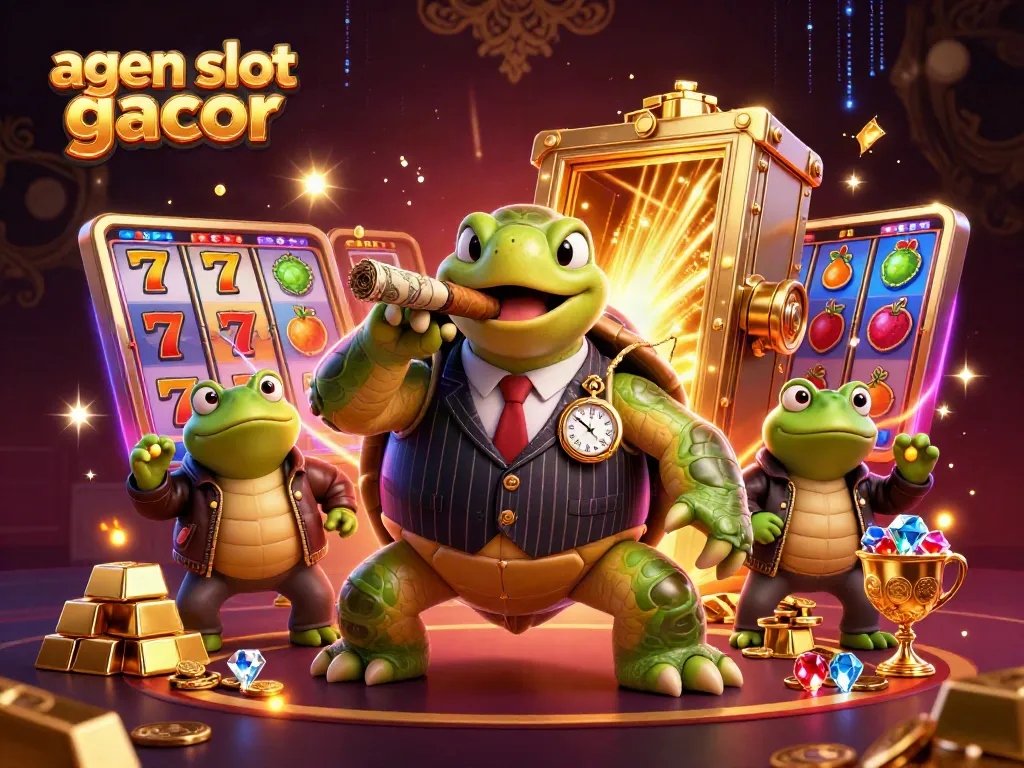 Experience excitement at agen slot gacor with dynamic slot reels and high-energy casino characters.