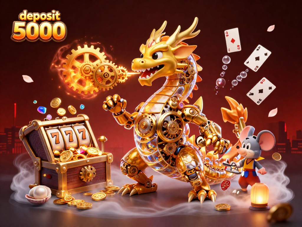 Play and win with deposit 5000 at the vibrant casino adventure featuring a golden dragon!