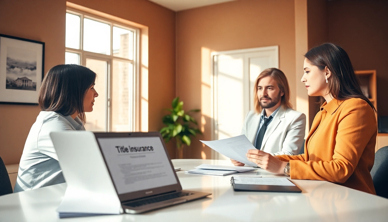 Engage with professional Title Insurance Services team reviewing documents in a welcoming office.