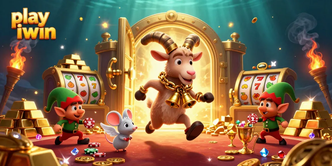 Experience play iwin with festive creatures in a dynamic holiday casino scene filled with riches.