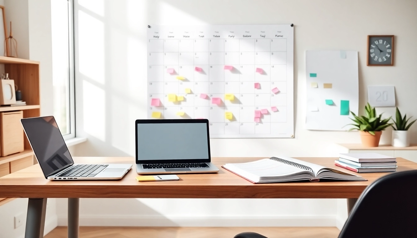 Streamlined workspace representing Effortless Daily Organization with planner and natural lighting.