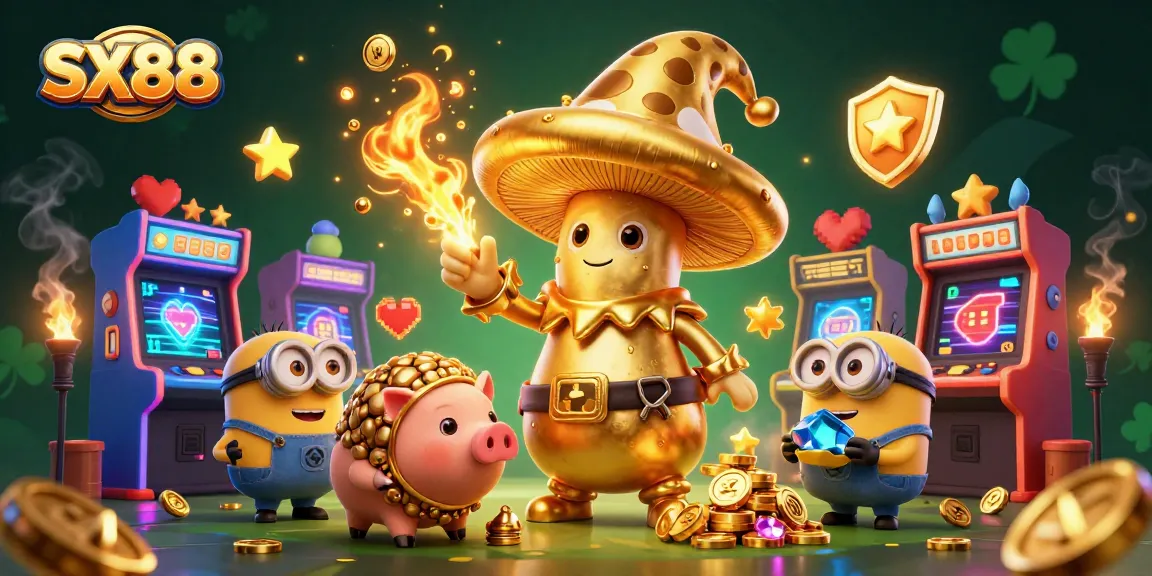 SX88 transforms the gaming universe with golden magical elements, exciting arcade themes, and colorful casino treasures.