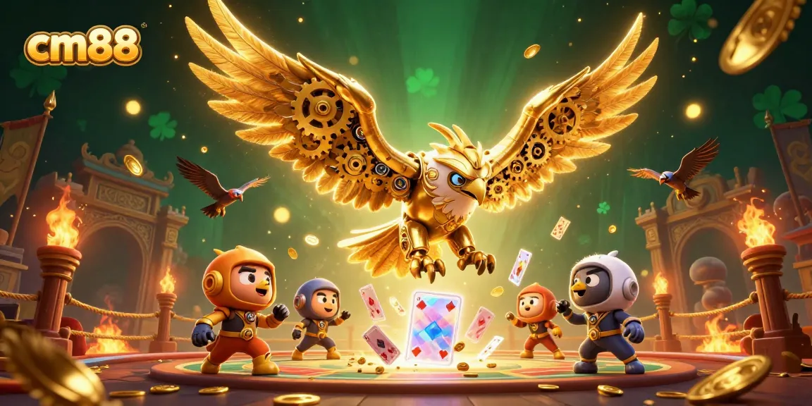 Experience thrilling gameplay at cm88 with a vibrant 3D illustration of casino action.