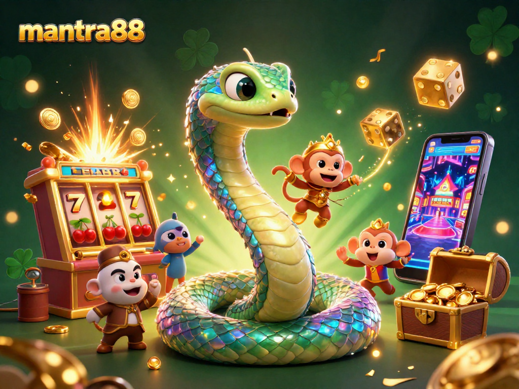Experience thrilling wins with mantra88 in a vibrant 3D casino scene full of dynamic action.