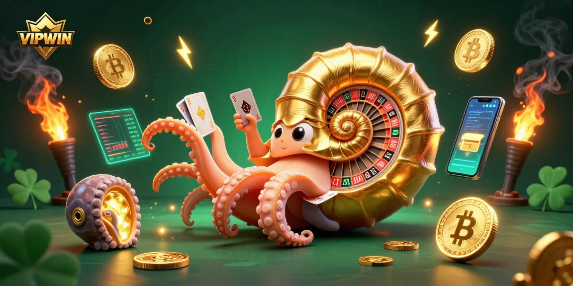 Experience thrilling gameplay at VIPWIN with vibrant 3D artwork showcasing a giant nautilus roulette wheel.