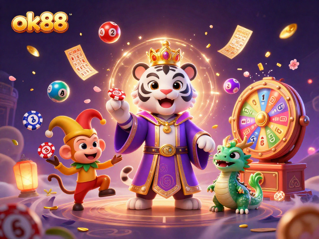 Experience the thrill of ok88 with a vibrant scene of winning characters in a casino atmosphere.