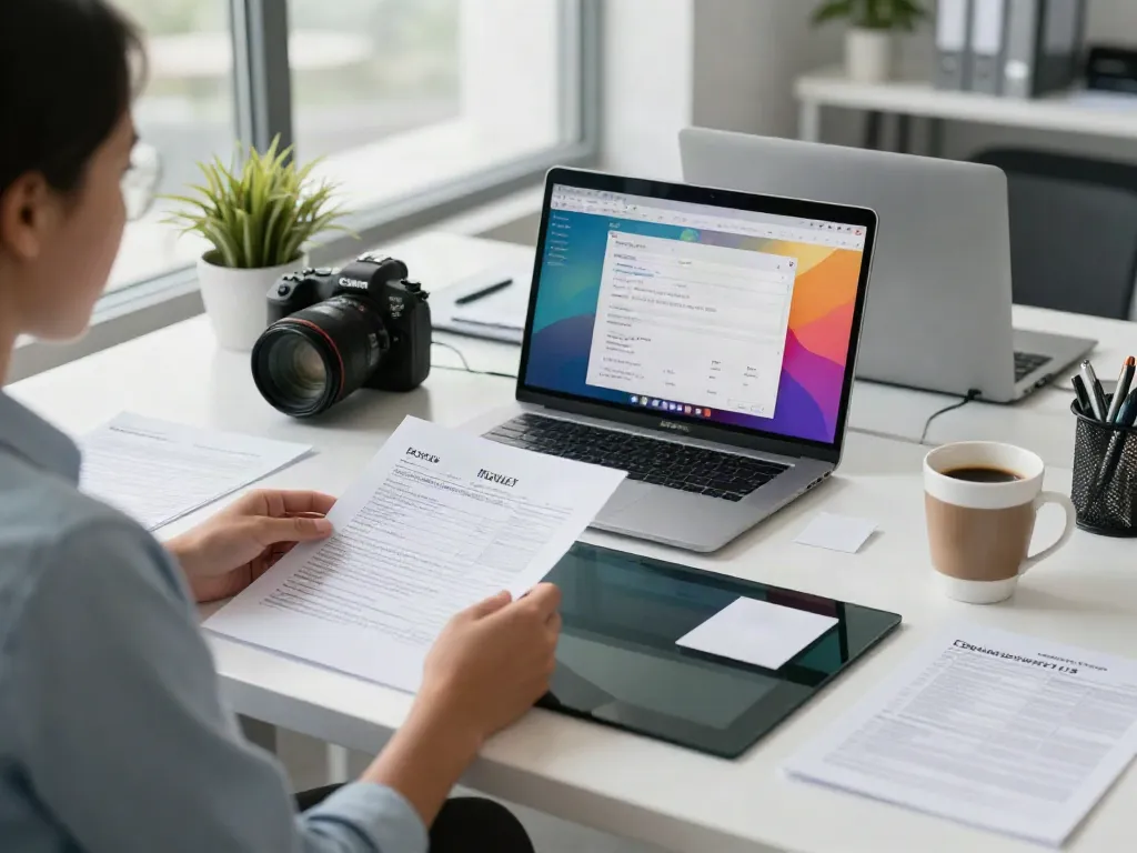 Professional tax preparer using branded professional tax software in a bright office.