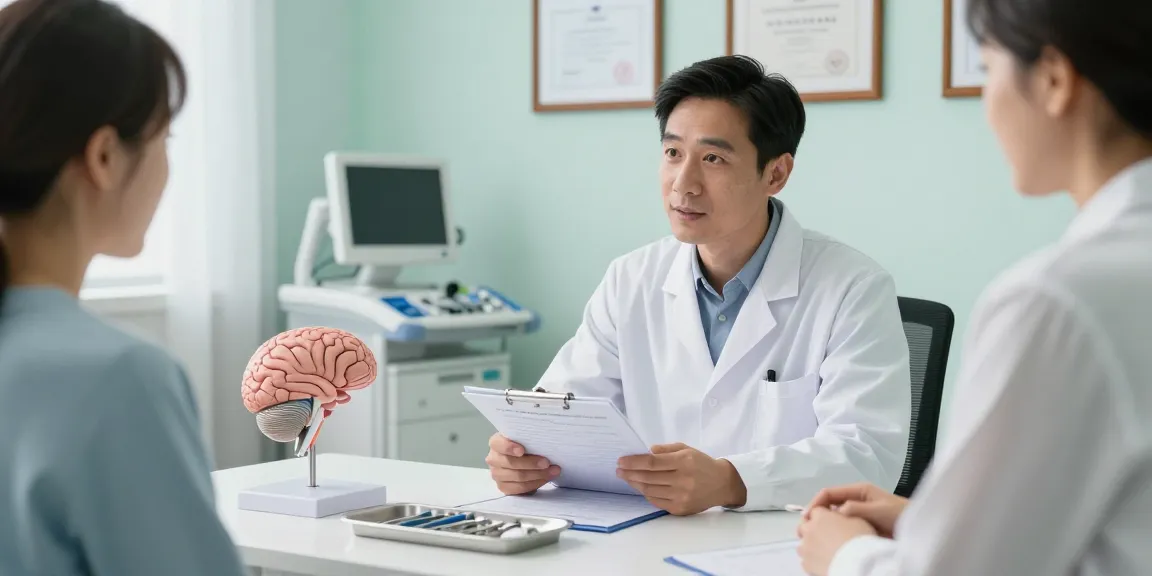 Engaging consultation on beyin tümörü ameliyatı with a neurosurgeon, showcasing trust and professionalism.