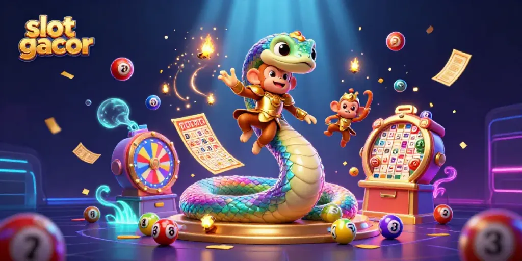 Experience the magic of slot gacor with vibrant 3D characters and dynamic casino elements.
