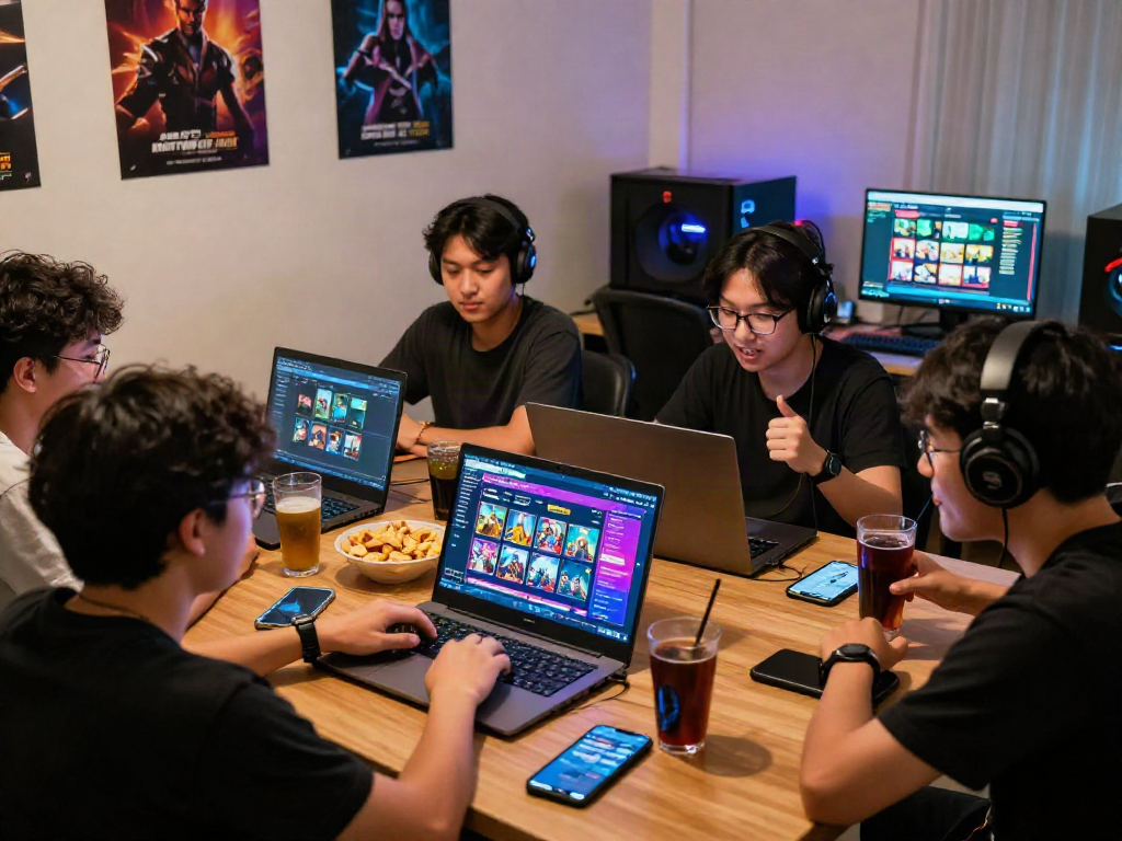 Engaged players enjoying situs togel gaming session at home.