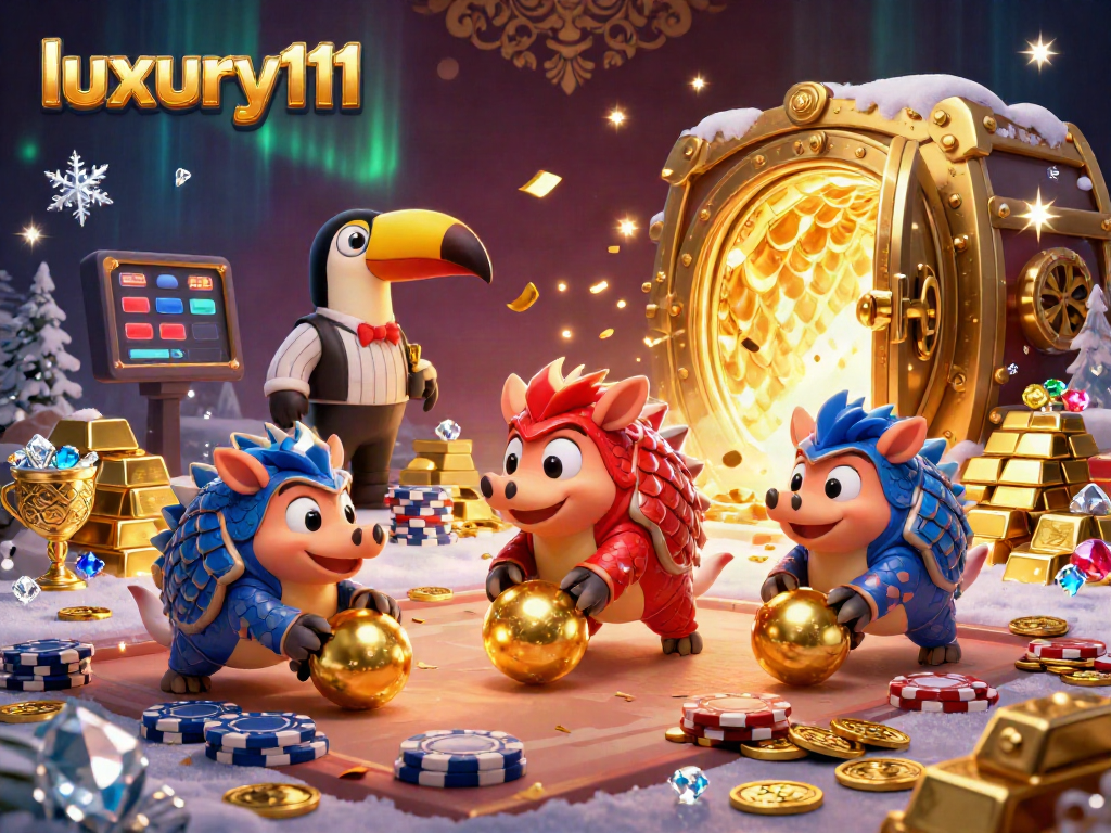 Engage in thrilling casino action with luxury111 as rival pangolins roll through golden poker chips.