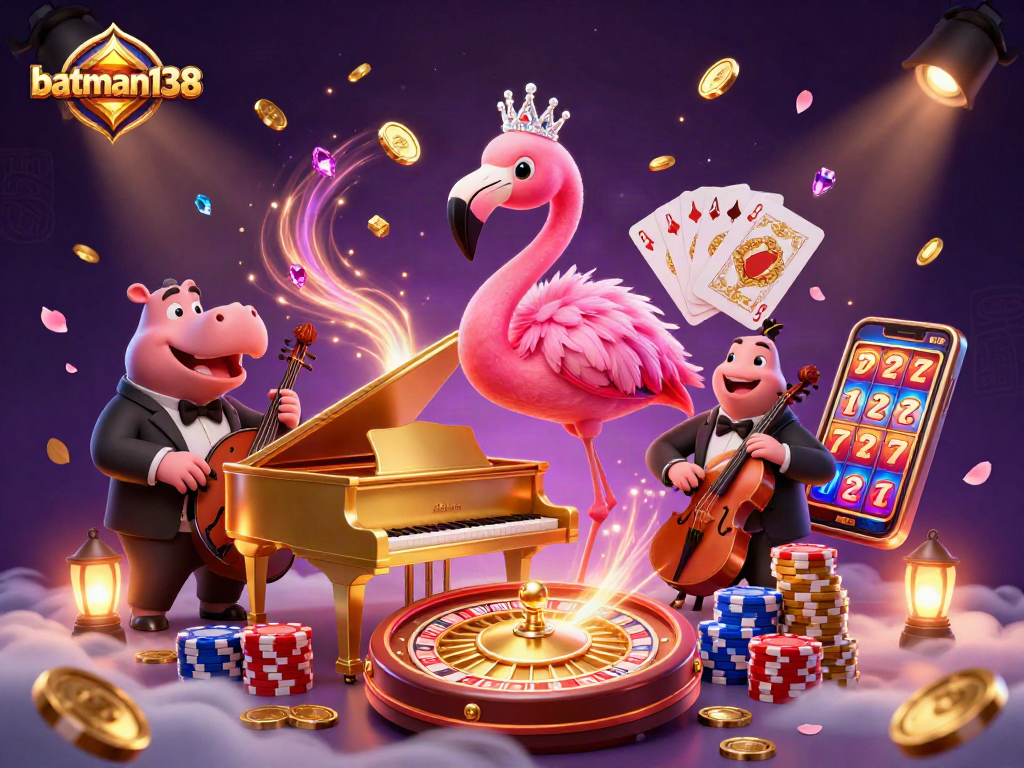 Experience gaming excitement with batman138, featuring vibrant casino characters and dynamic elements.