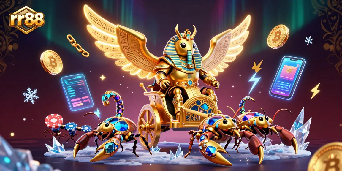 Engage in thrilling rr88 gaming with vibrant characters and cryptocurrency elements.