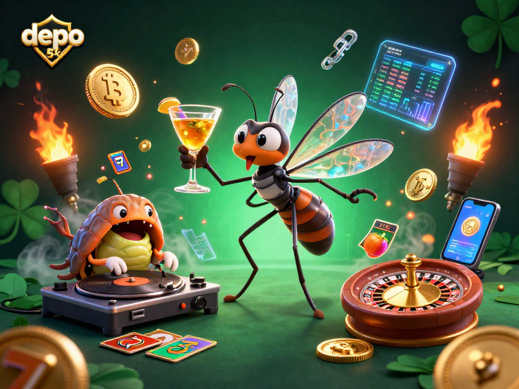 Experience the thrill of depo 5k bonuses, vibrant 3D casino scene showcasing dynamic gaming elements.