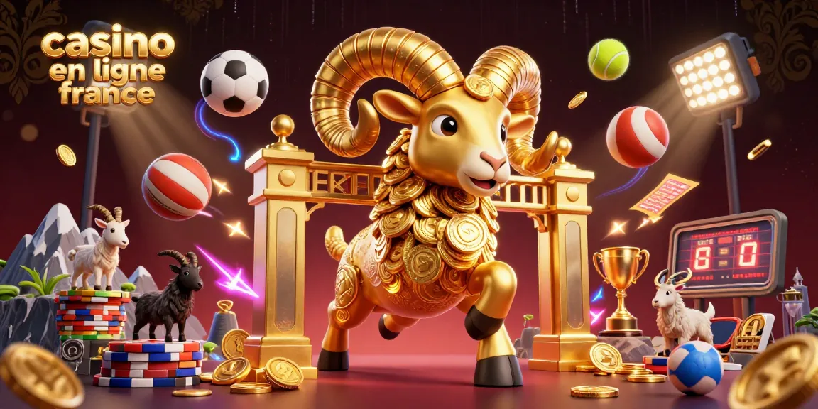 Découvrez l'illustration d'une expérience de casino en ligne France avec l'impact d'un bélier en or tournoyant.
