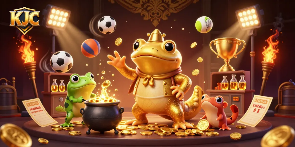 KJC's dynamic casino experience illustrated with golden alchemy and sports betting elements.