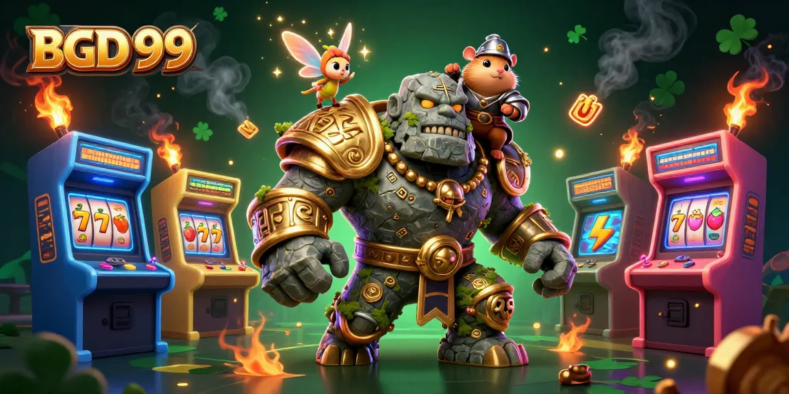 Engaging characters celebrate exciting gaming at BGD 99, featuring colorful slot machines and casino elements.