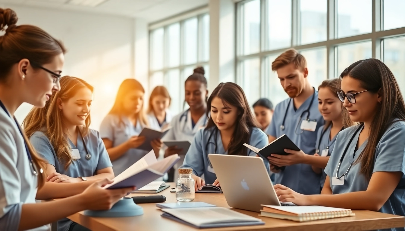 Nursing students studying together at the Houston Trusted Nclex review center, creating a supportive learning atmosphere.