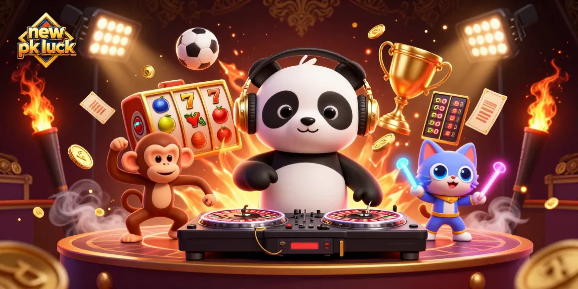 Experience the excitement of new pk luck with a vibrant gaming scene featuring lively characters and dynamic slot elements.