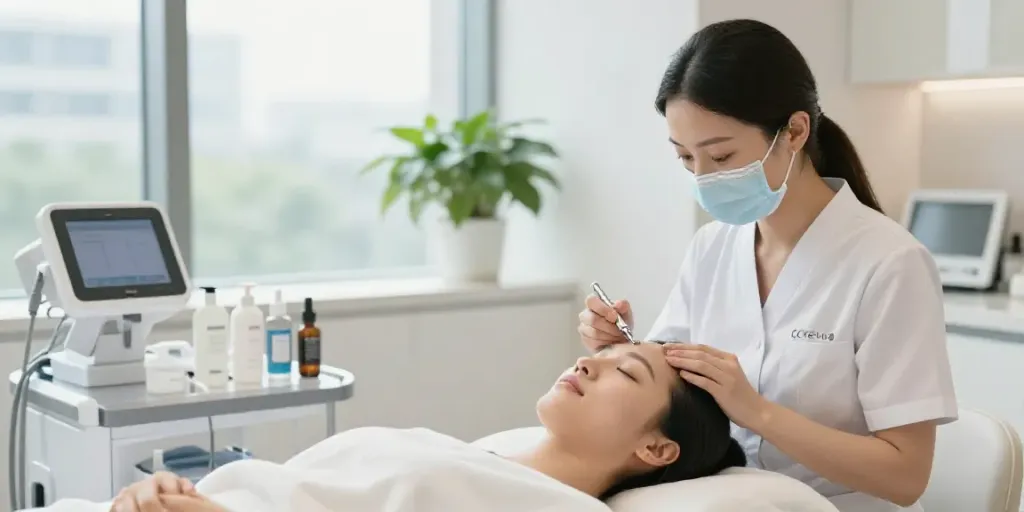 CCeye® treatment in a modern beauty clinic to remove Augenringe.