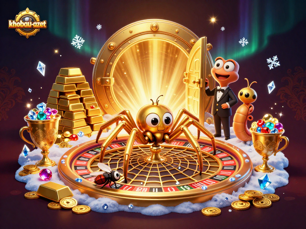 Experience thrilling bets at khobau-aztec with a golden spider spinning a roulette web!