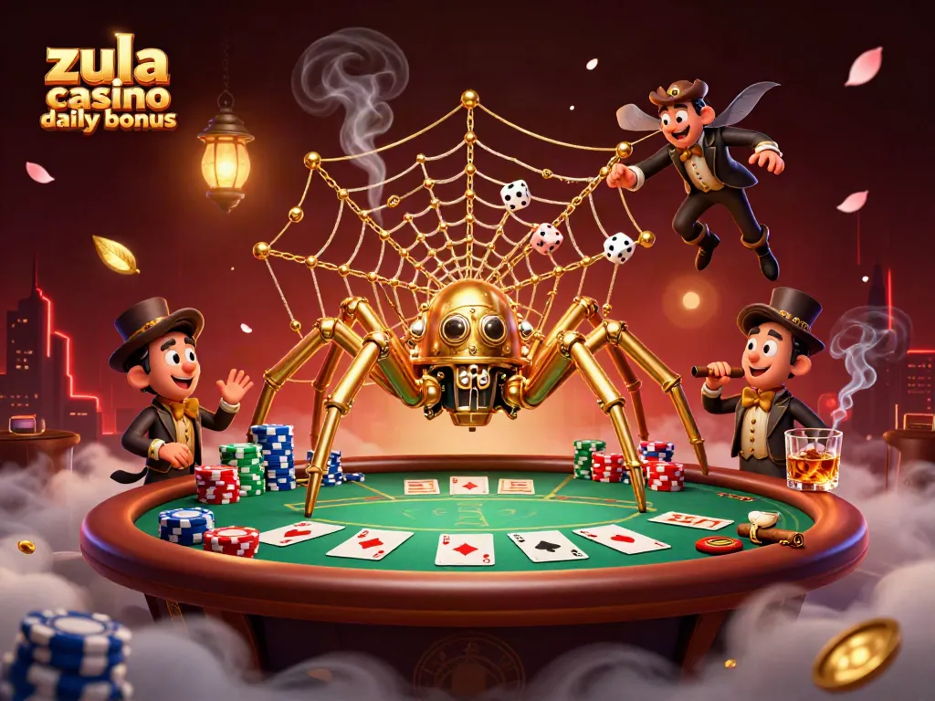 Claim the zula casino daily bonus with vibrant 3D artwork illustrating exciting gaming elements.
