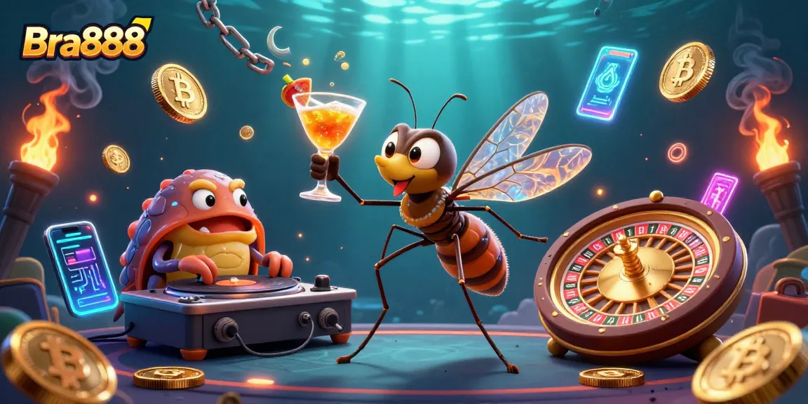 Join the exciting game at Bra888 with our lively casino mascot and dynamic gaming elements!