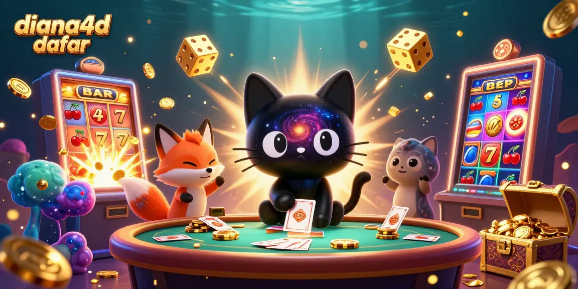 Engage with diana4d daftar at an energetic cosmic casino showcasing vibrant games and fortune elements.
