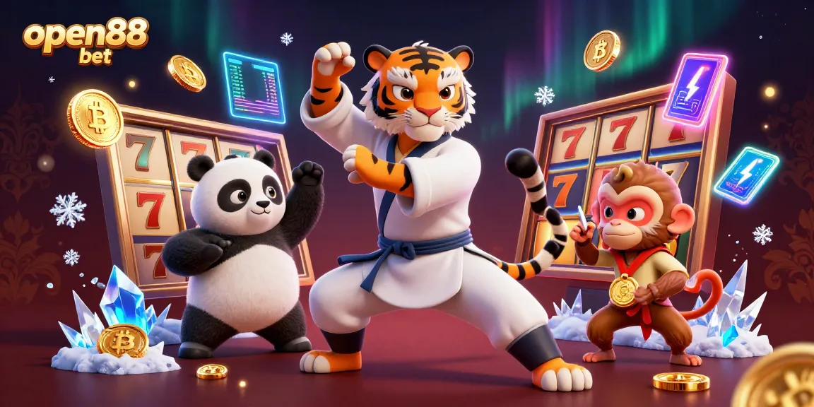 Experience thrilling gaming with open88 bet, featuring charismatic characters in a dynamic casino scene.