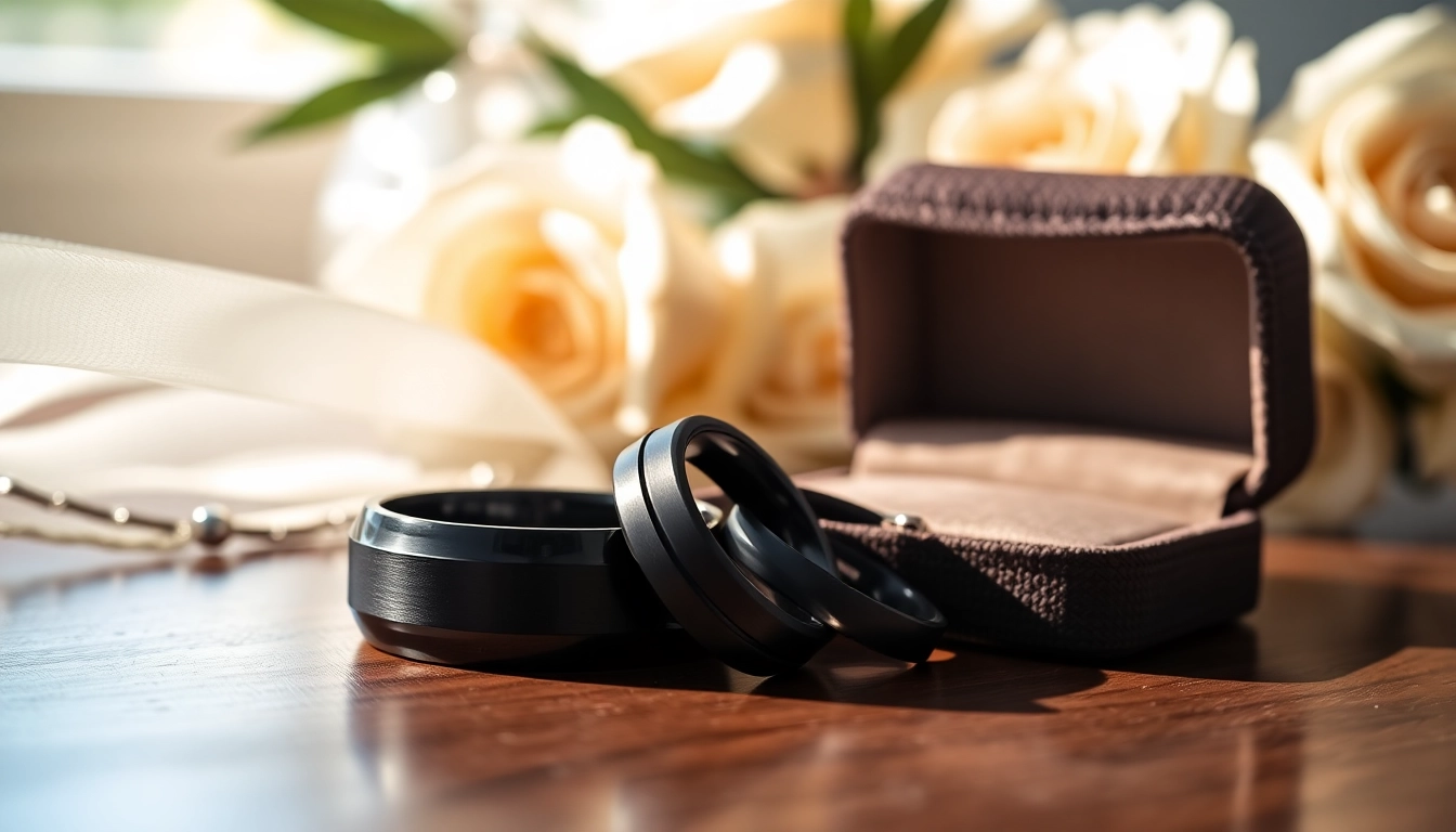 Showcase of Black Wedding Rings for Men with polished details and elegant presentation.