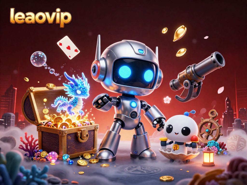 Rasakan pengalaman bermain di leaovip dengan karakter robot futuristik dan elemen kasino digital.
