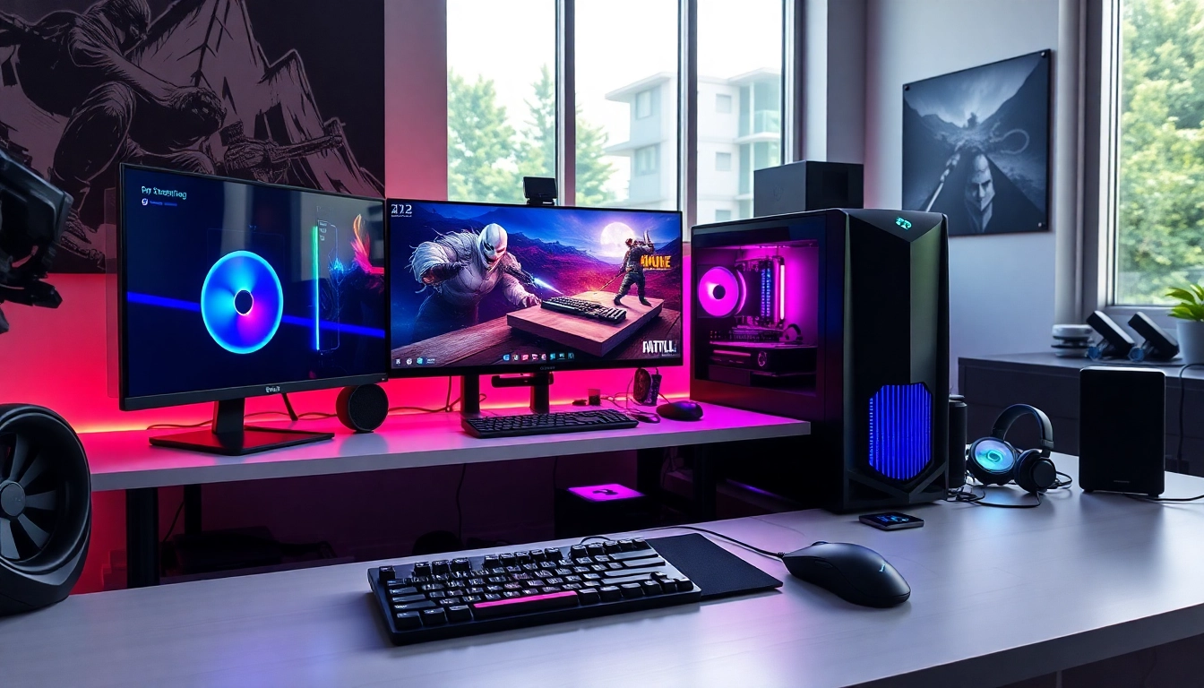 Κατασκευή PC για gaming σε μοντέρνο χώρο εργασίας με εντυπωσιακή απεικόνιση.