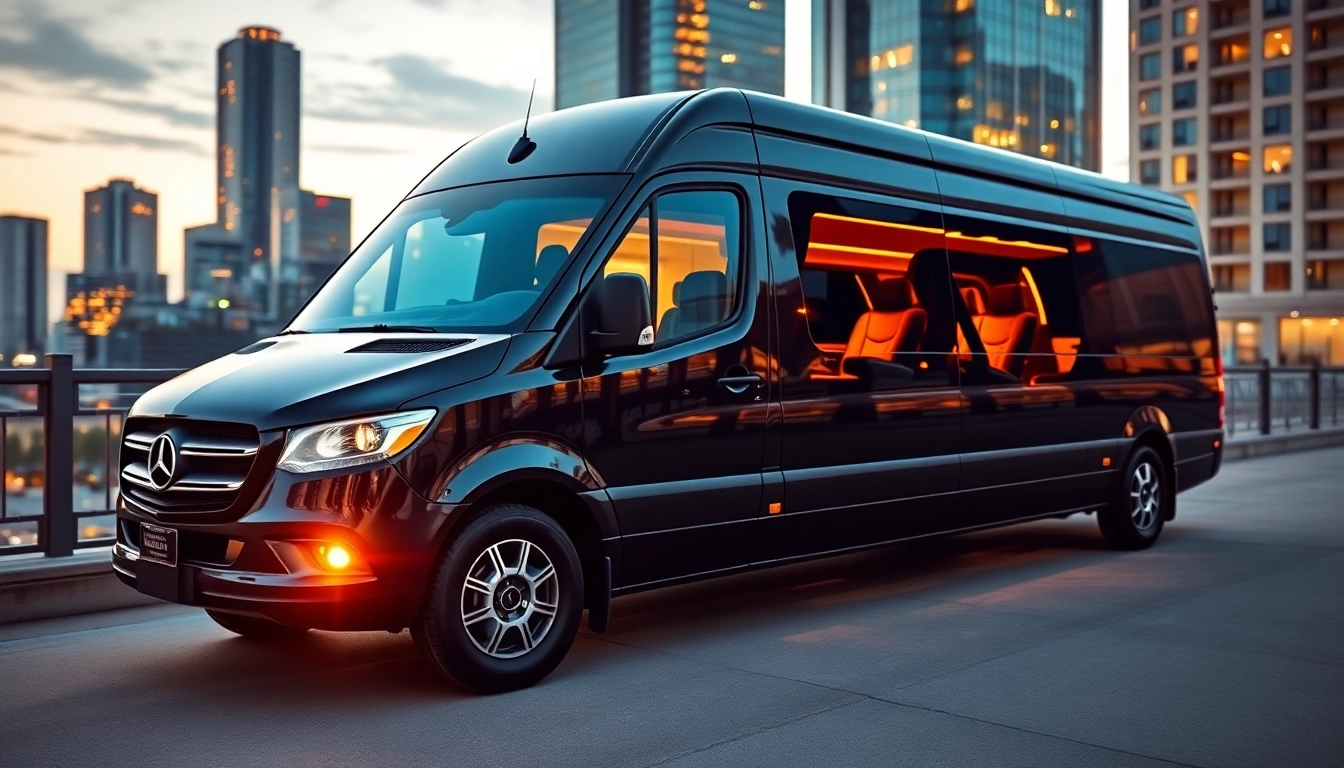 Stylish Mercedes Sprinter limo in Rhode Island offers luxury transportation for events.