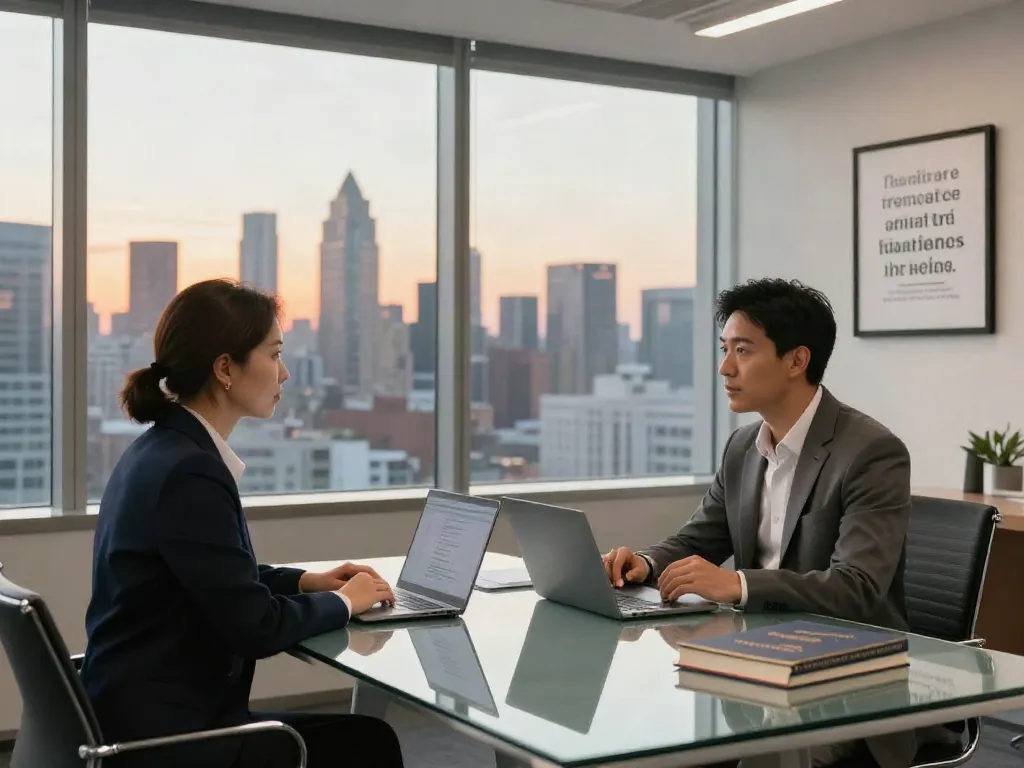 PedroVazPaulo Executive Coaching session with professionals in a modern office.