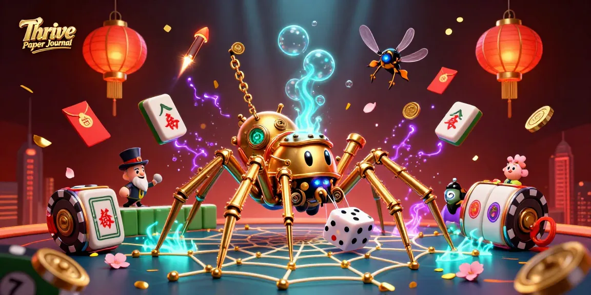 Catch the excitement in the Thrive Paper Journal casino illustration featuring playful steampunk characters and vibrant elements.