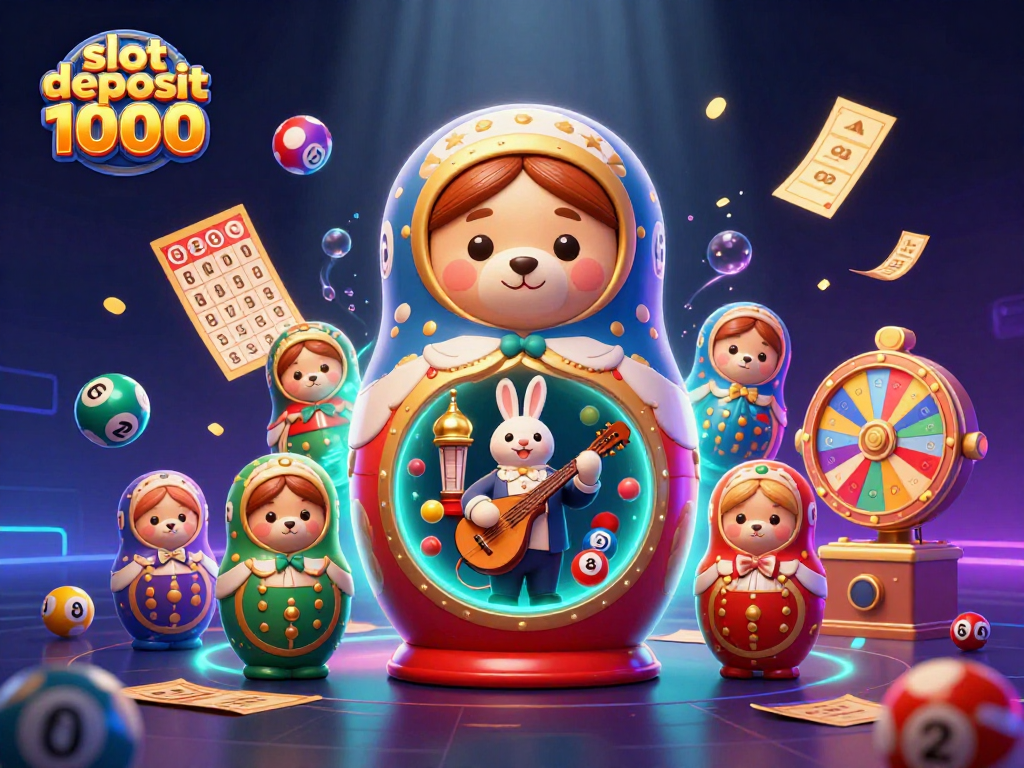 Experience fun gaming with the slot deposit 1000 concept in a vibrant casino illustration.
