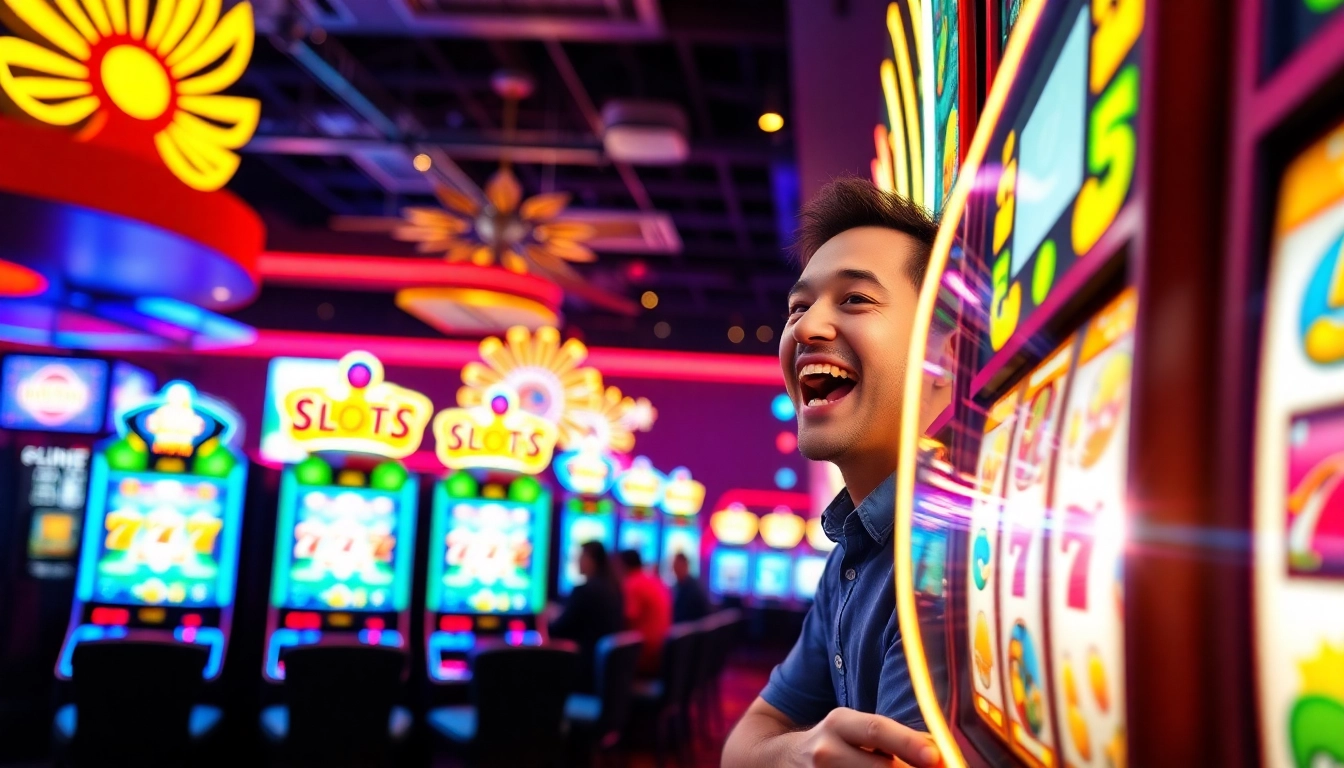 Mainkan slot88 dengan semangat di mesin slot berwarna-warni dan lampu yang memukau.