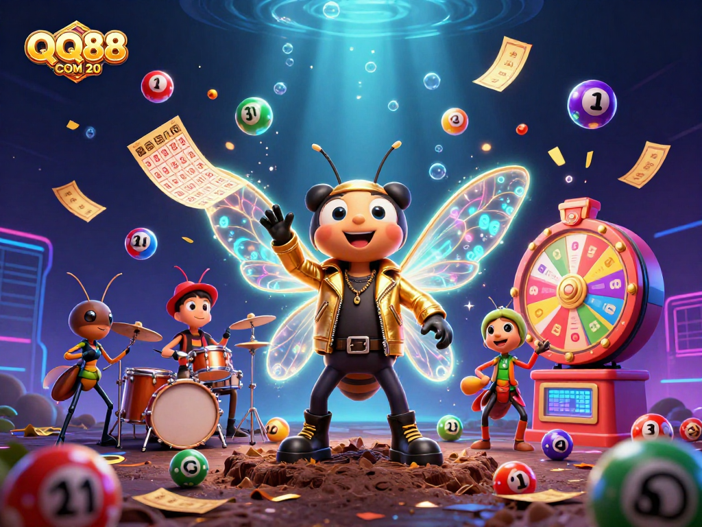 Experience QQ88 COM 20's vibrant lottery scene with colorful elements and dynamic energy.