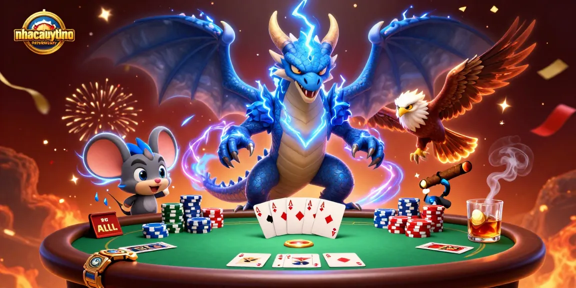 Experience thrilling poker strategies with nhacaiuytinne’s colorful 3D casino art.