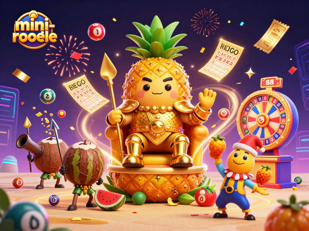Engage with the thrilling mini-roulette action in this vibrant casino scene with playful characters.